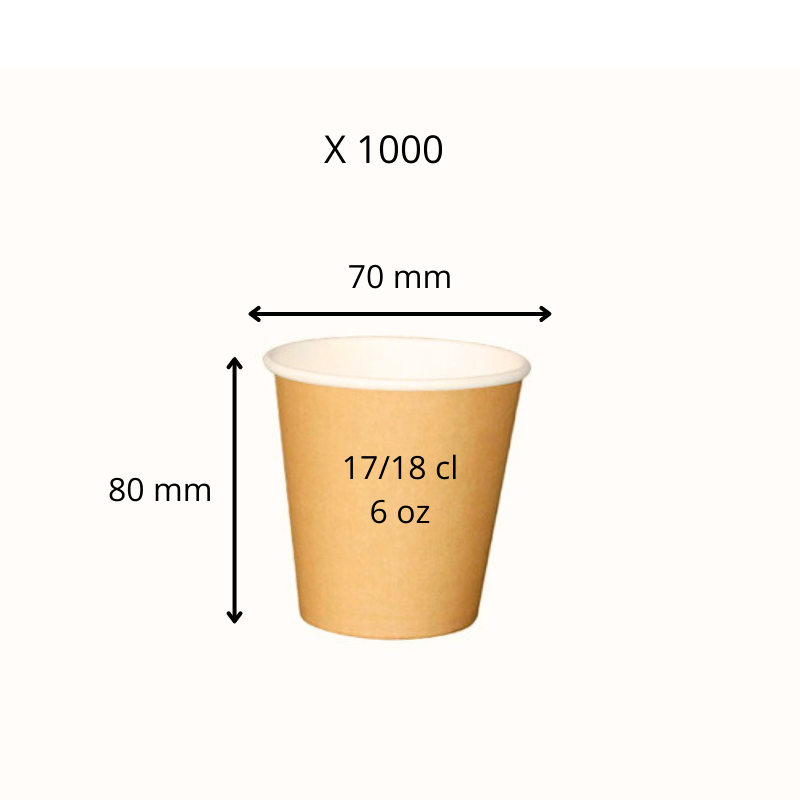 Gobelet en carton kraft brun 17/18 cl (6 oz)